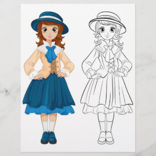 Jolie page de coloration de clown caricature fille