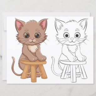 Jolie page de coloriage de chat de dessin animé