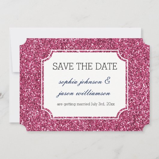 Jolie paillette rose save the date (Devant)