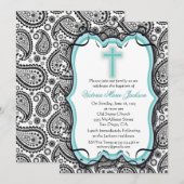 Jolie Paisley Baptême / Invitation Christening (Devant / Derrière)