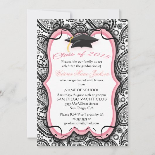Jolie Paisley Graduation Invitation (Devant)