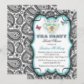 Jolie Paisley Tea Party Invitation (Devant / Derrière)