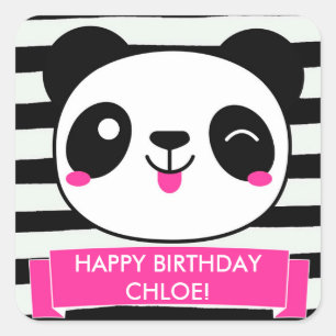 Jolie Panda Rose filles joyeuses Stickers Annivers