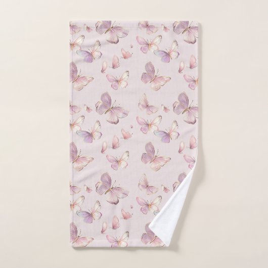 Jolie Papillon rose Filles Ensemble de serviettes (Serviette à main)