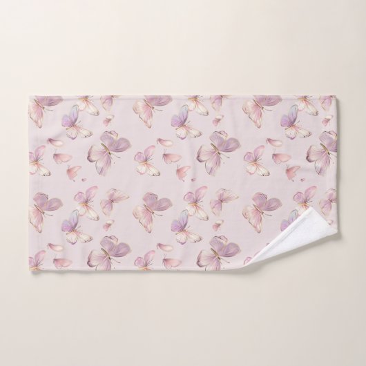 Jolie Papillon rose Filles Ensemble de serviettes (Serviette à main)