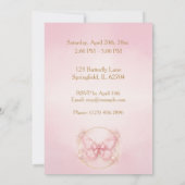 Jolie Papillon Rose "Sweet One" Invitation pour le (Dos)