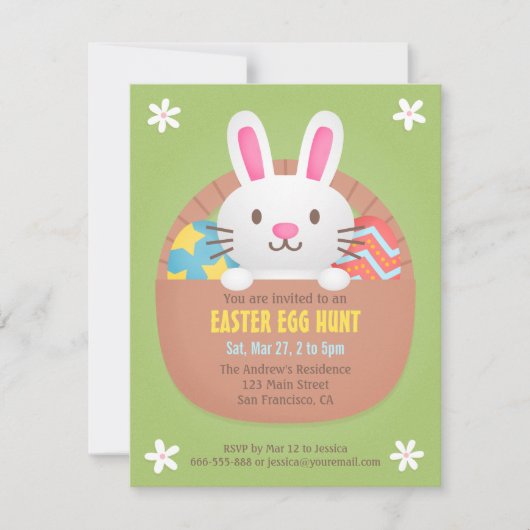 Jolie Pâques Bunny Egg Hunt Party Invitations (Devant)