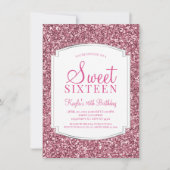 Jolie Parties scintillant rose douce 16 invitation (Devant)
