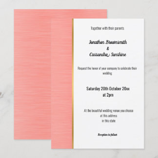 JOLIE PASTEL APRICOT GOLD TRIM INVITATION