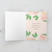 Jolie Peach Blush Aquarelle Florale Carte d'annive (Intérieur)