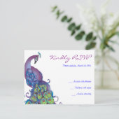 JOLIE PEACOCK Thème Mariage RSVP Carte de réponse (Debout devant)