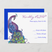 JOLIE PEACOCK Thème Mariage RSVP Carte de réponse (Devant / Derrière)