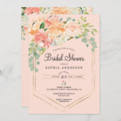 Jolie Pêcher Floral nuptiale Invitation de douche (Devant / Derrière)