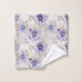 Jolie perle d'or violet Fleurs blanches (Gant de toilette)