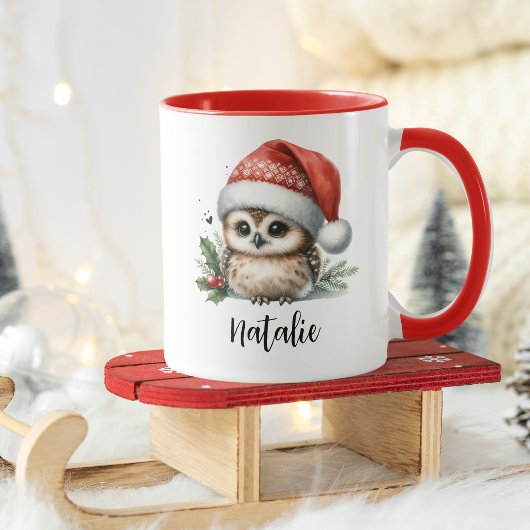 Jolie Petite Chouette de Noël Nom Mug