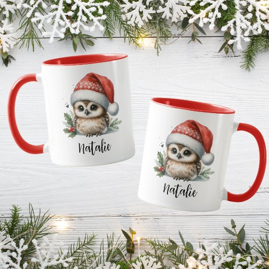 Jolie Petite Chouette de Noël Nom Mug