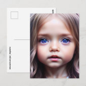 jolie petite fille aux grands yeux carte postale d (Devant / Derrière)