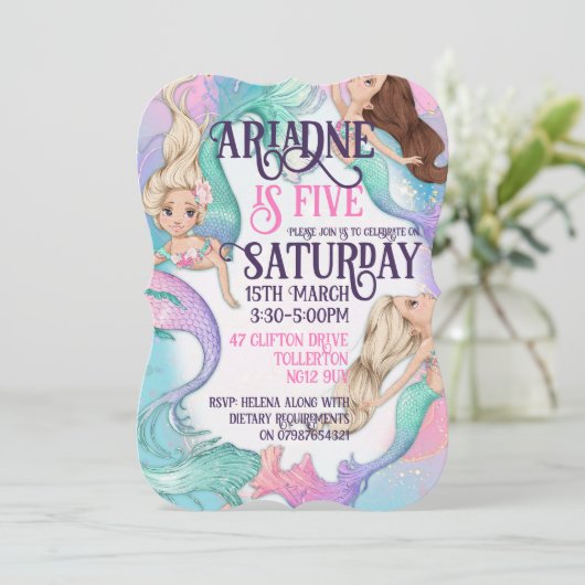 Jolie Petite Sirène Invitations (Debout devant)