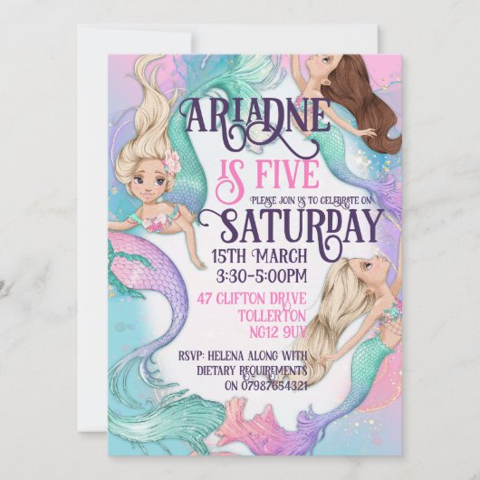 Jolie Petite Sirène Invitations (Devant)