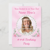 Jolie, PHOTO Anniversaire carte d'invitation, pour (Devant)