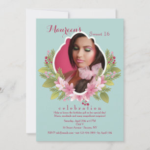 Jolie photo cadre floral Invitation