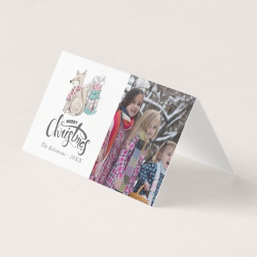 Jolie photo de Noël du renard d'hiver à l'aquarell (Front)