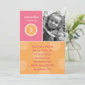 Jolie photo Dots Invitation d'anniversaire (rose) (Debout devant)