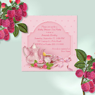 Jolie Pink Baby shower Tea Party Invitation