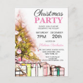 Jolie Pink Christmas Tree Invitation de vacances (Devant)