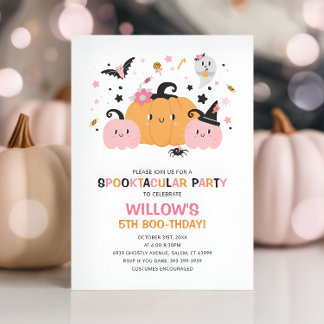 Jolie Pink Halloween Fête Anniversaire Invitation 