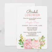 Jolie Pink Peony Bridal Luncheon Invitations (Devant / Derrière)