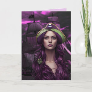 JOLIE PIRATE FILLE ANNIVERSAIRE Carte de voeux