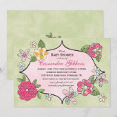 Jolie place Baby shower Invitation - framboise (Devant / Derrière)