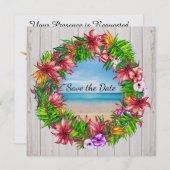 Jolie Plage Florale Tropicale Mariage Invitation (Devant / Derrière)