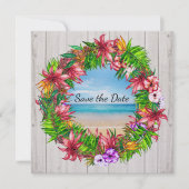 Jolie Plage Florale Tropicale Mariage Invitation (Devant)