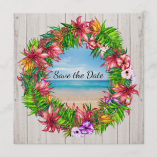 Jolie Plage Florale Tropicale Mariage Invitation