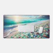 Jolie plage Ocean avec verre de mer (Clavier et souris)
