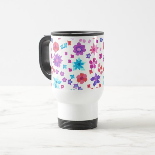 Jolie Poudre Fleur Hippy Voyage Mug (Devant gauche)
