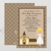 Jolie Première Fille Communion Par Invitation De L (Devant / Derrière)