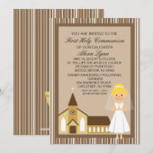Jolie Première Fille Communion Par Invitation De L (Devant / Derrière)