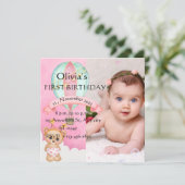 Jolie première photo d'anniversaire Invitation (Debout devant)