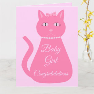 Jolie Pretty Rose Baby Girl Chat Carte Baby shower