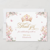 Jolie princesse de Couronne fille Carte de remerci (Devant)