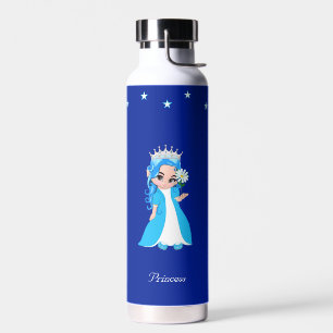 Jolie princesse et étoiles sur bouteille d'eau ble