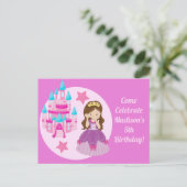 Jolie Princesse Rose Fille Anniversaire Invitation (Debout devant)