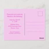 Jolie Princesse Rose Fille Anniversaire Invitation (Dos)