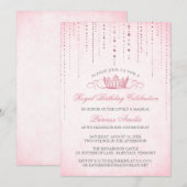 Jolie princesse rose Invitation de fête d'annivers (Devant / Derrière)