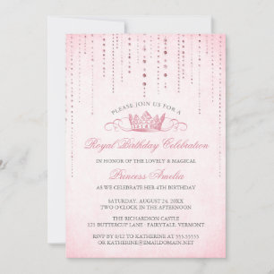Jolie princesse rose Invitation de fête d'annivers