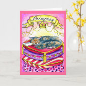 Jolie princesse rose kitty cat carte d'anniversair (Fleur jaune)