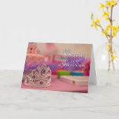 Jolie Princesse Tiara Rose violet Carte d'annivers (Fleur jaune)